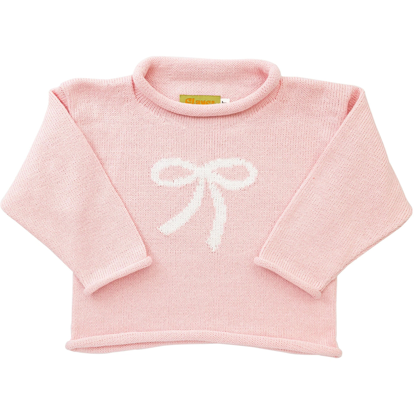 Light Pink Bow Roll Neck Sweater