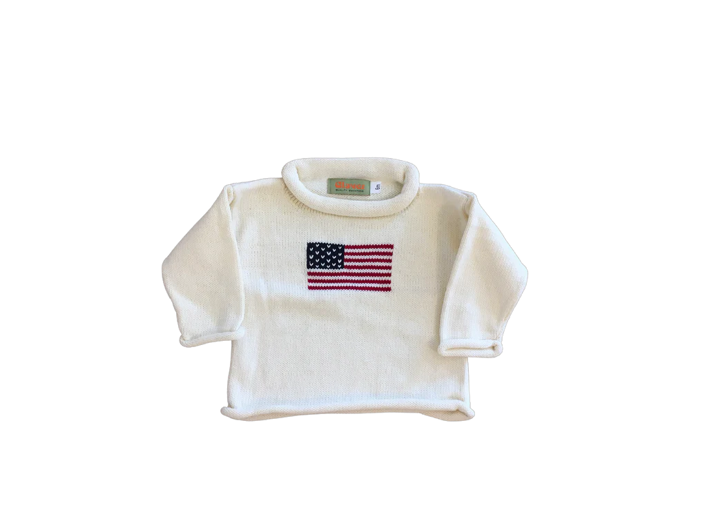 Ivory Antique Flag Roll Neck Sweater