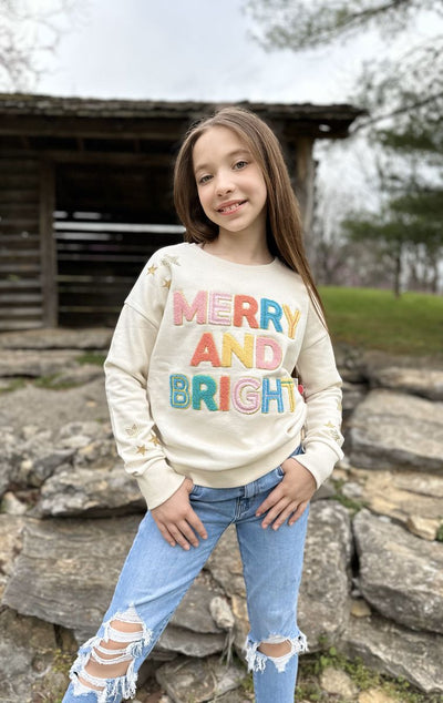 Merry and Bright Chenille Rhinestone Graphic Top