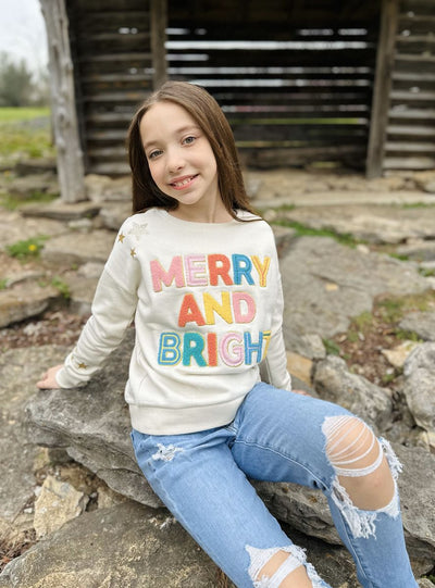 Merry and Bright Chenille Rhinestone Graphic Top