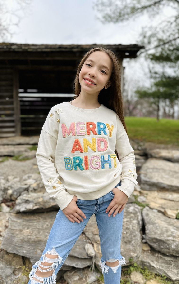 Merry and Bright Chenille Rhinestone Graphic Top