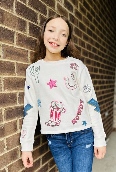 Howdy Sequins and Embroidery Western Icon Sweatshirt