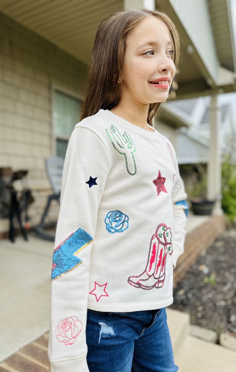 Howdy Sequins and Embroidery Western Icon Sweatshirt