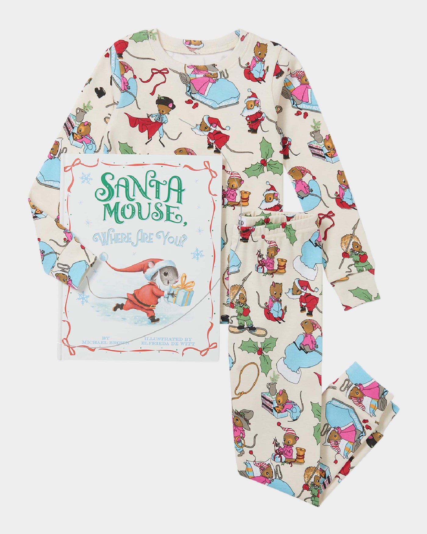 Santa Mouse Matching Pajama and Book Set