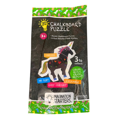 3D Chalkboard Puzzle Unicorn with 6 Chalk Markers