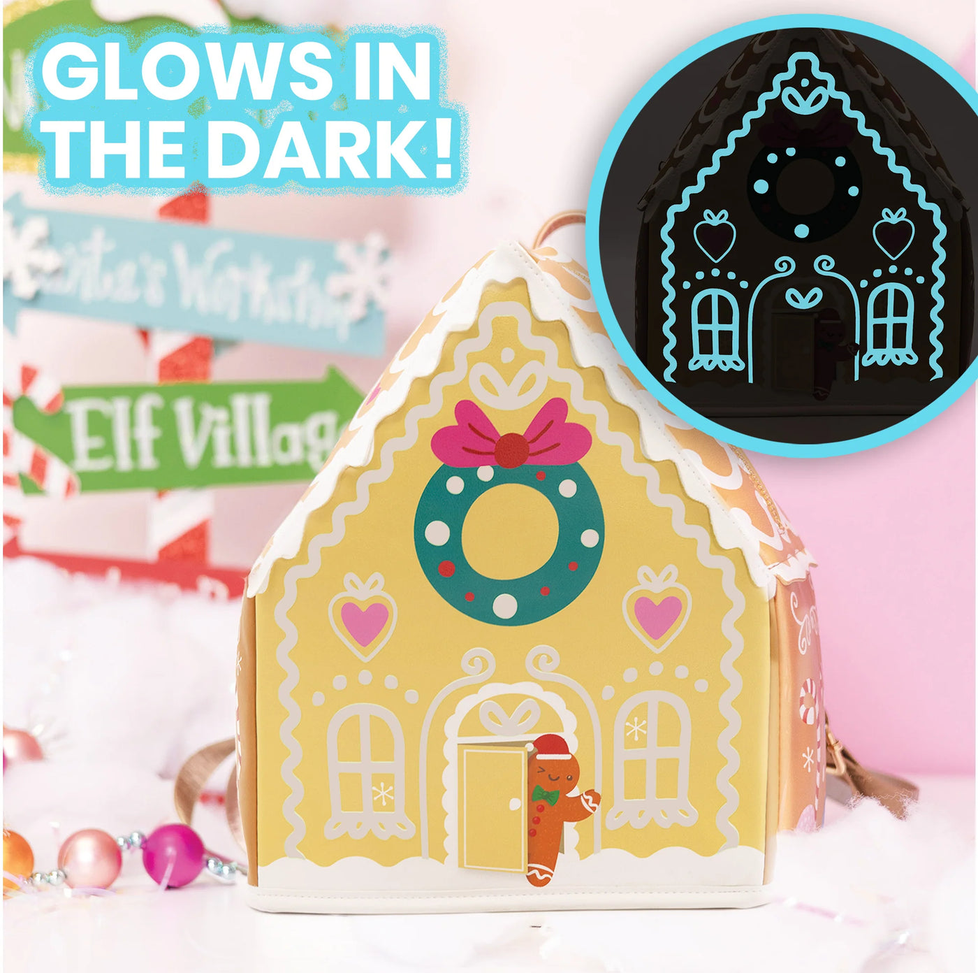 Glow in the Dark Gingerbread House Backpack