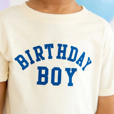 Birthday Boy Varsity Short Sleeve Tee- Natural