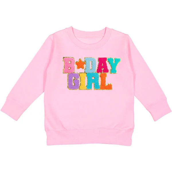 Birthday Girl Patch Sweatshirt-Pink