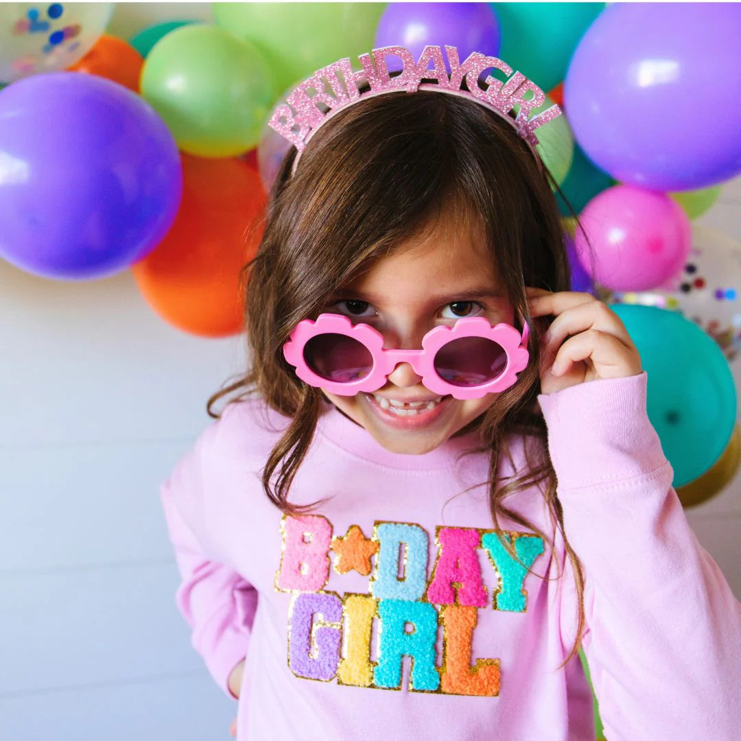 Birthday Girl Patch Sweatshirt-Pink