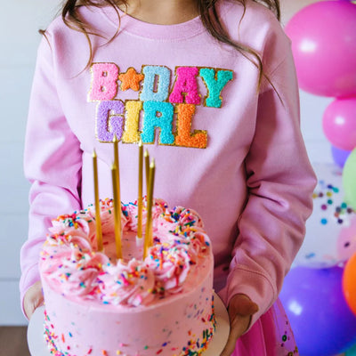 Birthday Girl Patch Sweatshirt-Pink