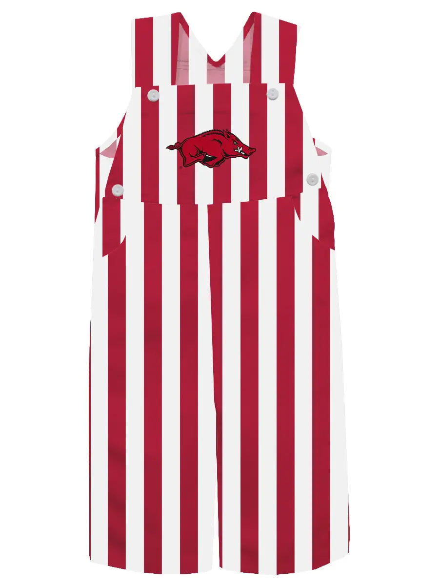 Arkansas Razorbacks Red and White Stripes Logo Overall