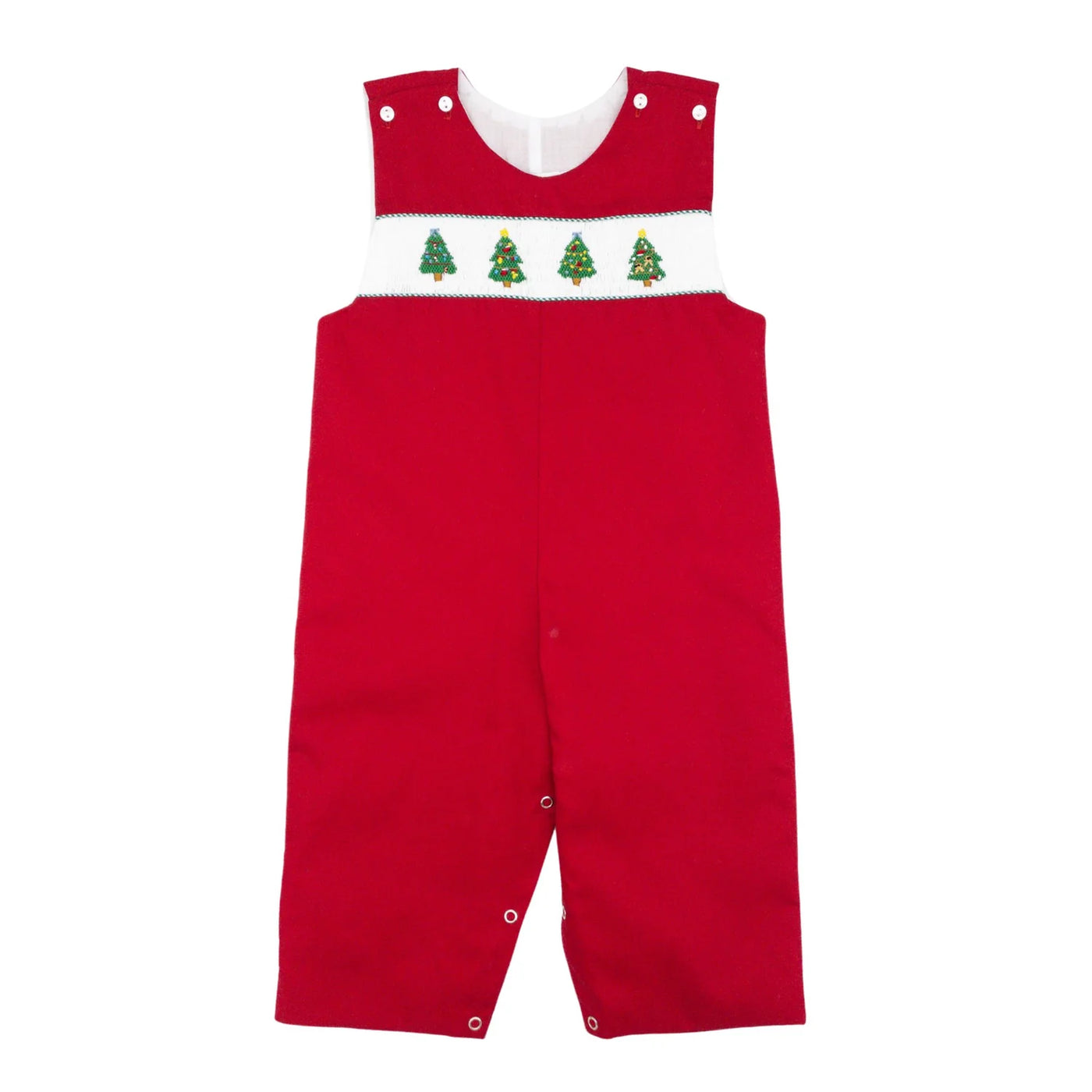 Christmas Tree Red Pique Smocked Longall