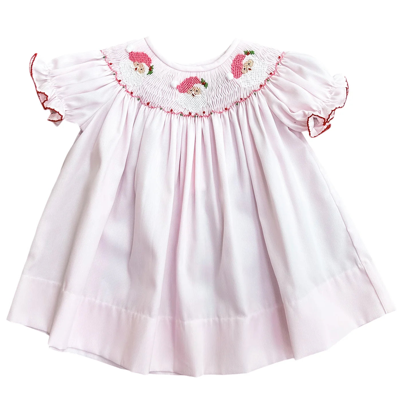 Pink Pique Smocked Santa Bishop Dress