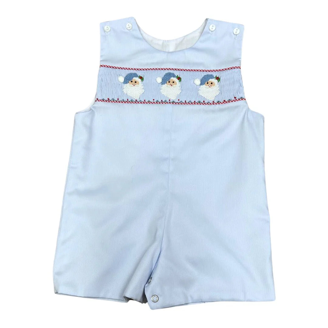 Blue Pique Smocked Santa Shortall