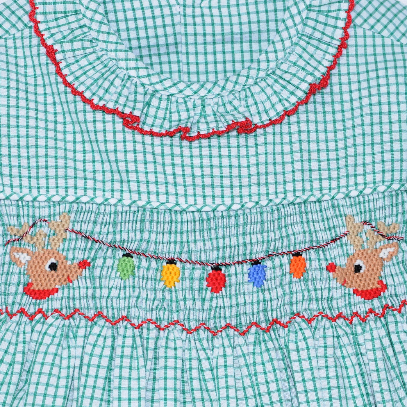 Green Juliette Dress- Reindeer with Christmas Lights