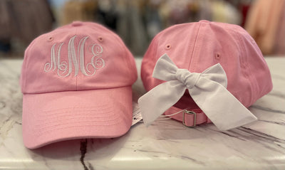 Customizable Bow Baseball Hat in Palmer Pink