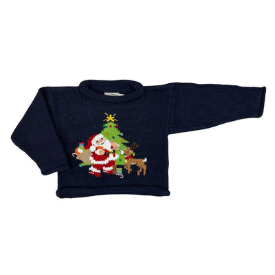 Reindeer with Santa Clause Roll Neck Sweater