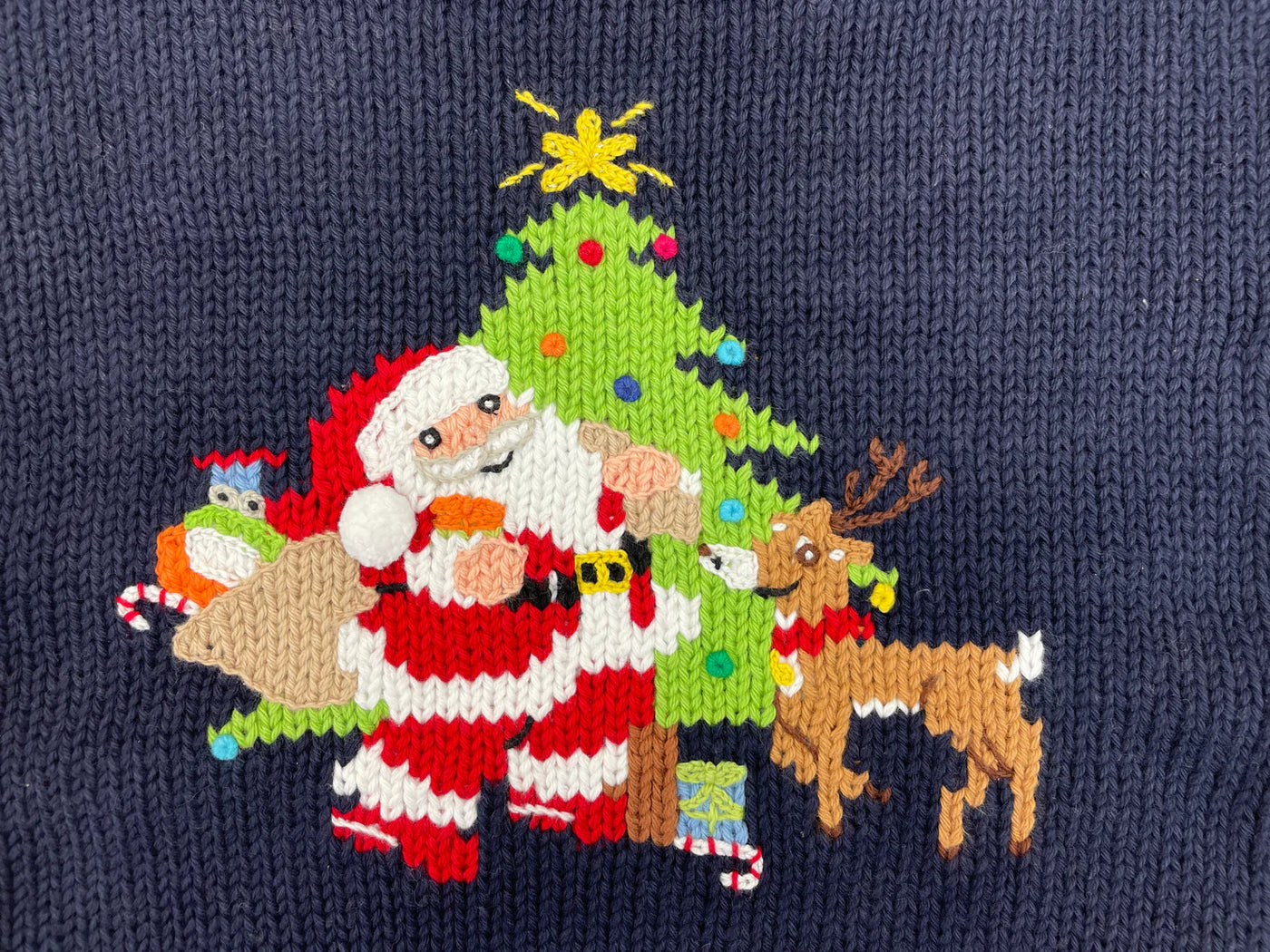 Reindeer with Santa Clause Roll Neck Sweater