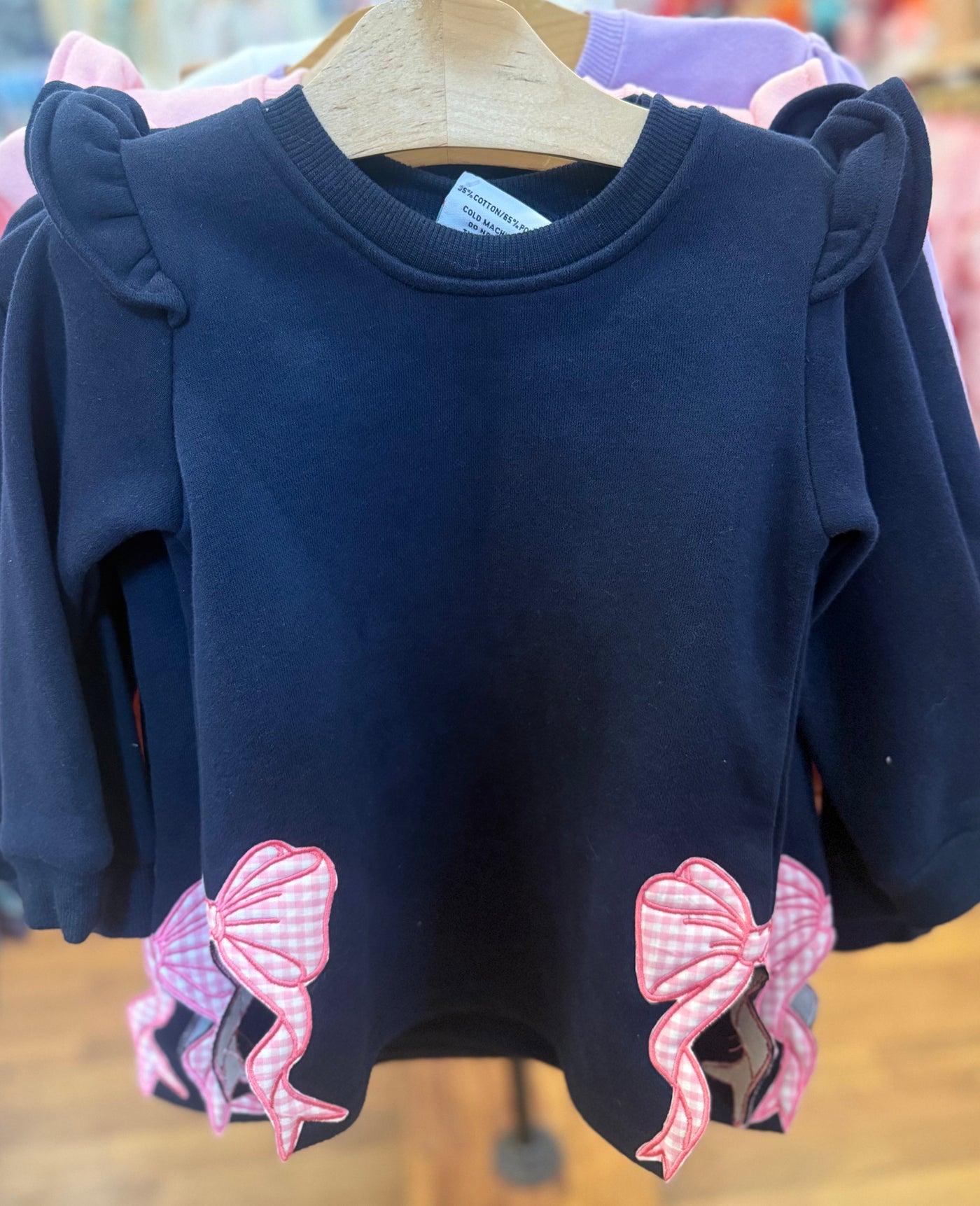 Navy with Pink Bow Side Sweatshirt