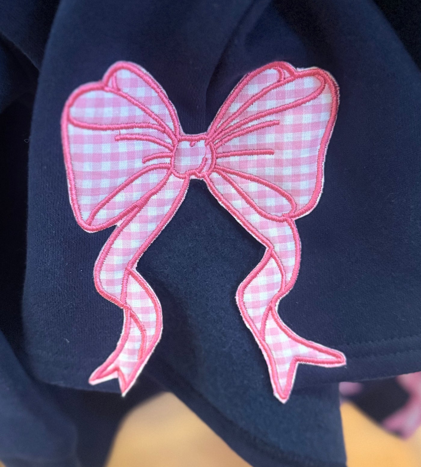 Navy with Pink Bow Side Sweatshirt