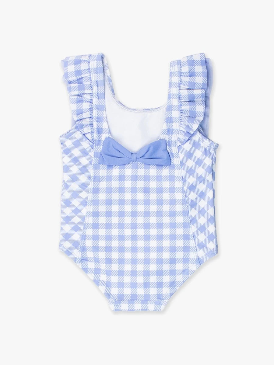 Periwinkle Blue Gingham Waterfall One Piece