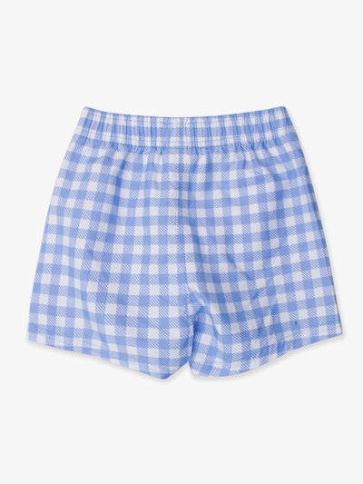 Periwinkle Blue Gingham Swim Trunks