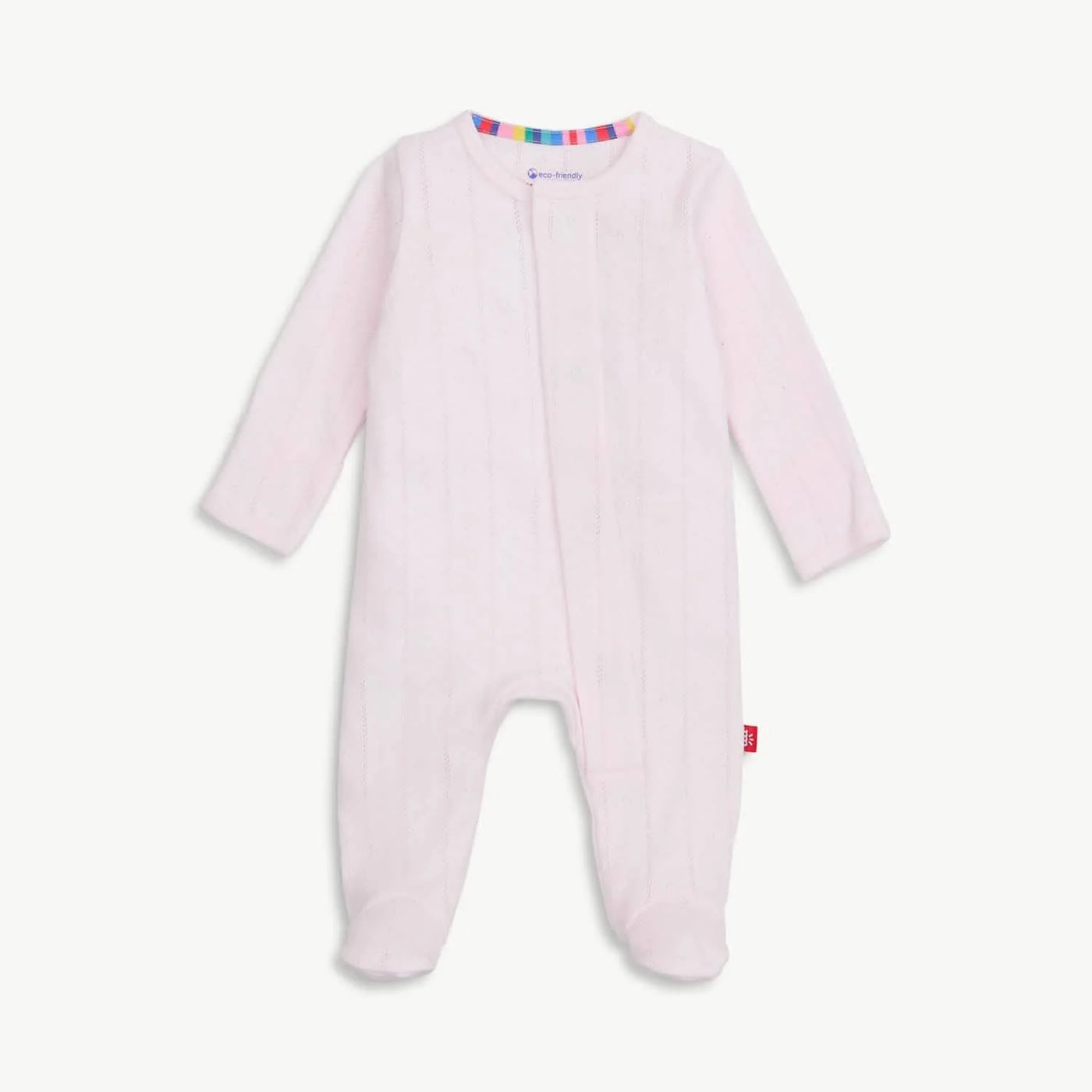 Love Lines Pink Organic Cotton Pointelle Magnetic Parent Favorite Footie