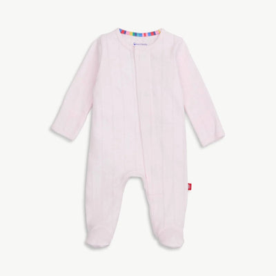 Love Lines Pink Organic Cotton Pointelle Magnetic Parent Favorite Footie