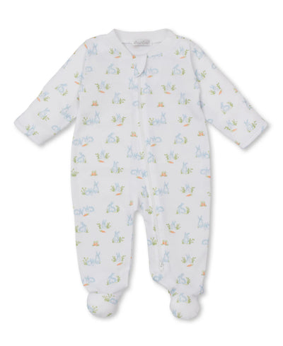 Baby Bunny Patch Blue Zipper Footie