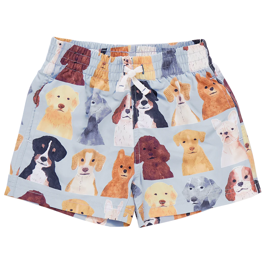 Light Blue Watercolor Dogs Swim Trunks