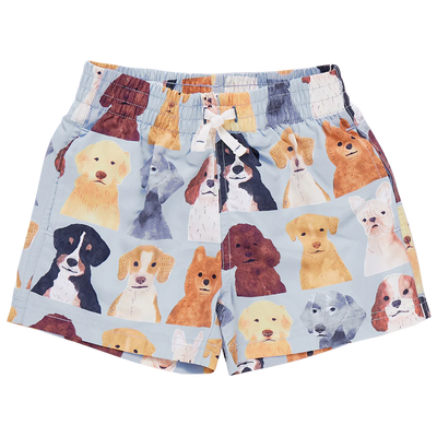 Light Blue Watercolor Dogs Swim Trunks