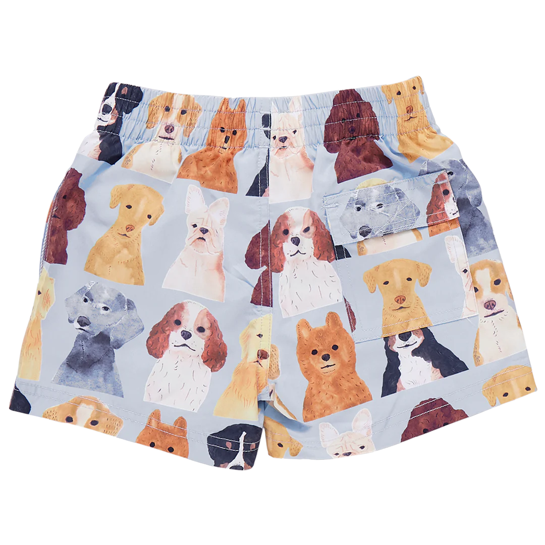 Light Blue Watercolor Dogs Swim Trunks