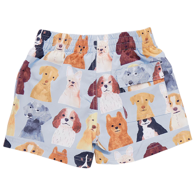 Light Blue Watercolor Dogs Swim Trunks