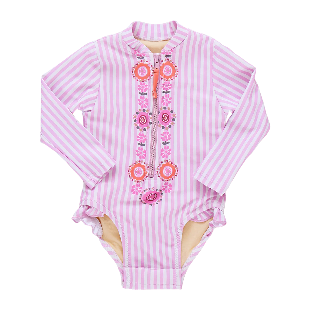 Pink Faux Embroidery Stripe Arden Suit