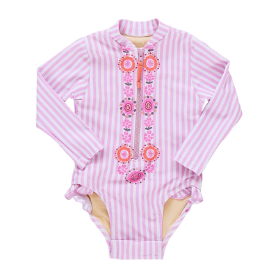 Pink Faux Embroidery Stripe Arden Suit