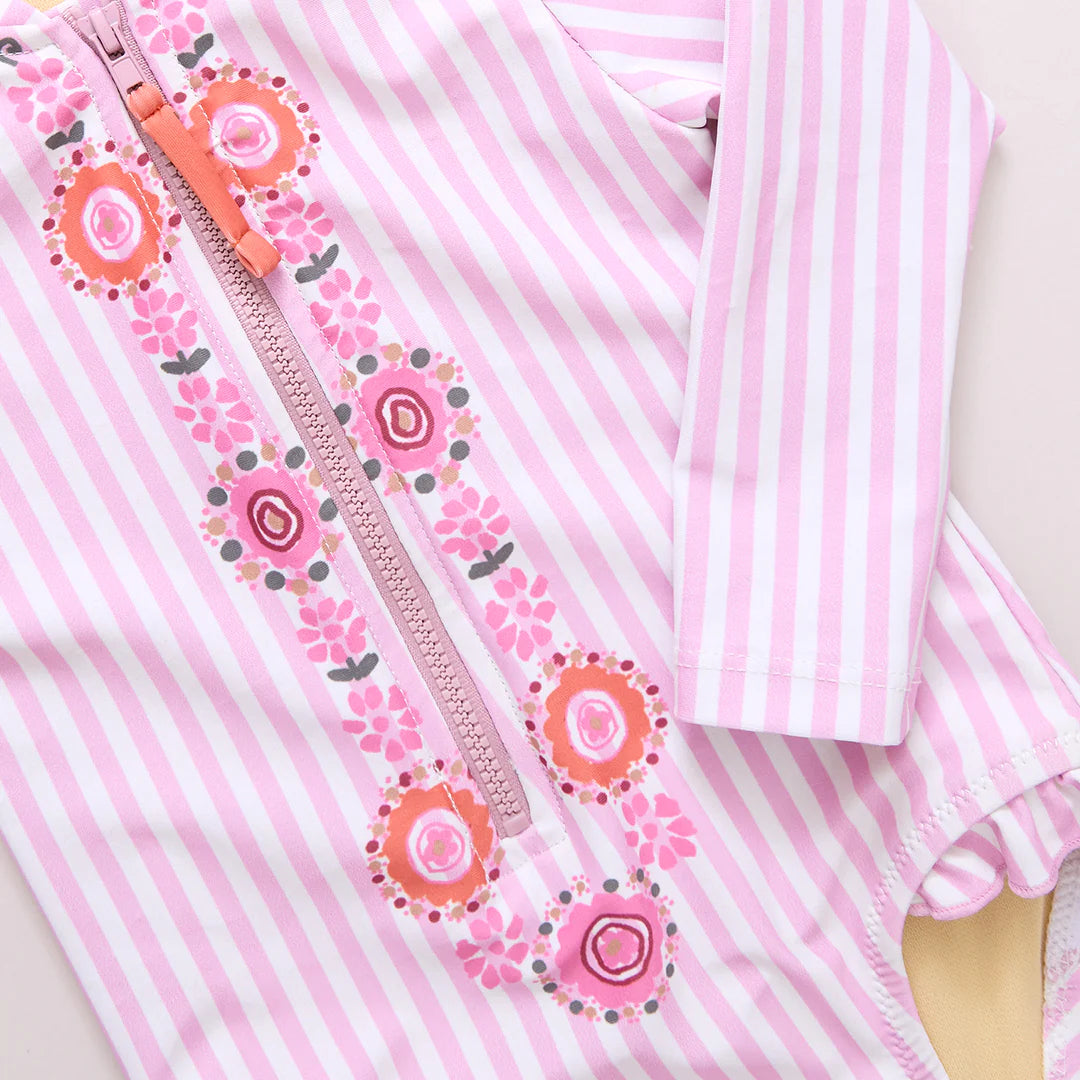 Pink Faux Embroidery Stripe Arden Suit