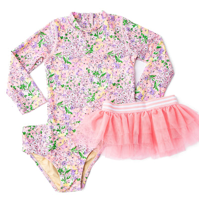 Petal Pink Rashguard and Tutu Swim Set