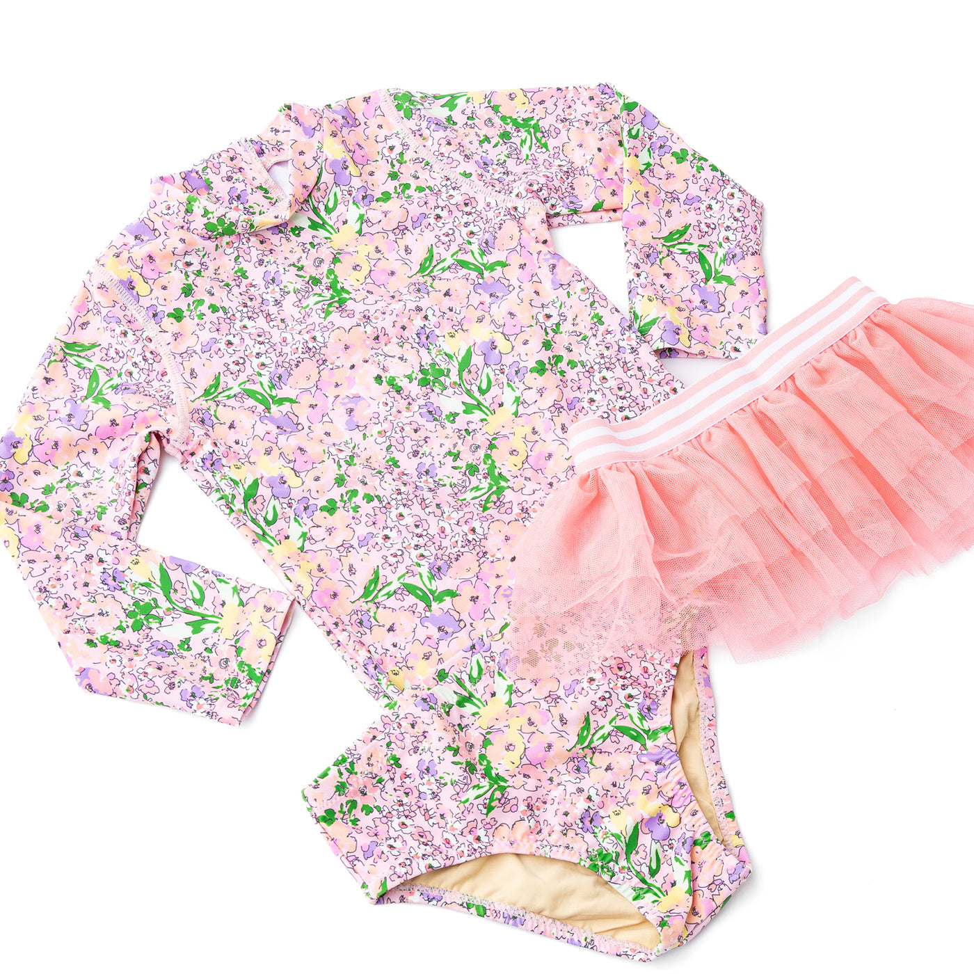 Petal Pink Rashguard and Tutu Swim Set