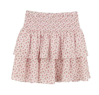 Audrey Smocked Tiered Skirt in Rose Floral