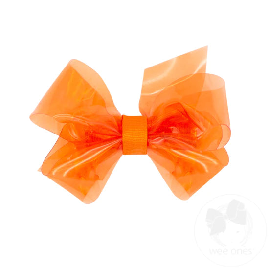 Orange Mini WeeSplash Colored Vinyl Bow with Plain Wrap
