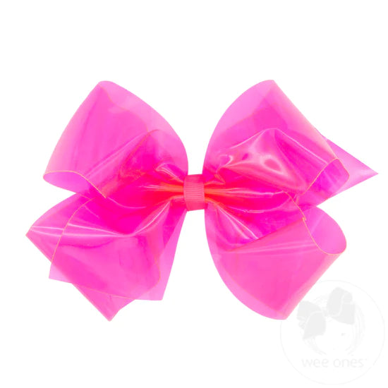 Hot Pink King WeeSplash Colored Vinyl Bow with Plain Wrap