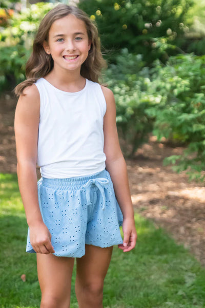 Blue Eyelet Butterfly Shorts