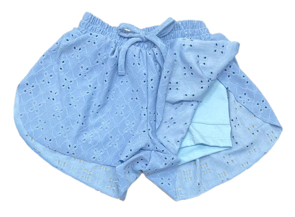 Blue Eyelet Butterfly Shorts