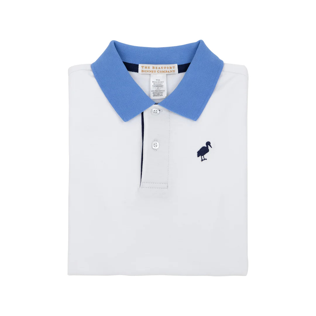 Worth Avenue White With Sunrise Boulevard Blue & Nantucket Navy Prim and Proper Polo