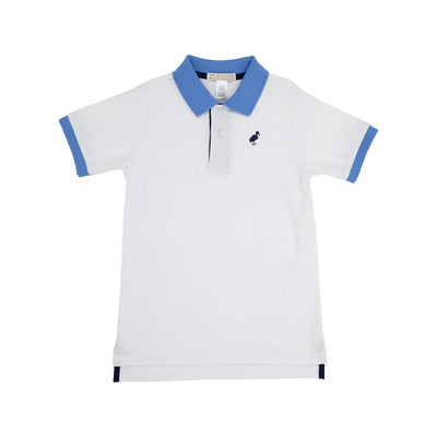 Worth Avenue White With Sunrise Boulevard Blue & Nantucket Navy Prim and Proper Polo