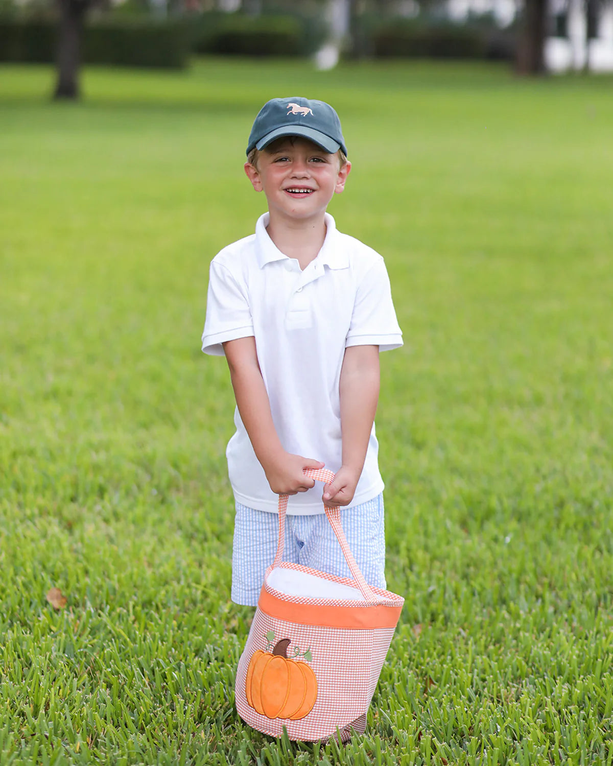 Orange Check Halloween Pumpkin Tote