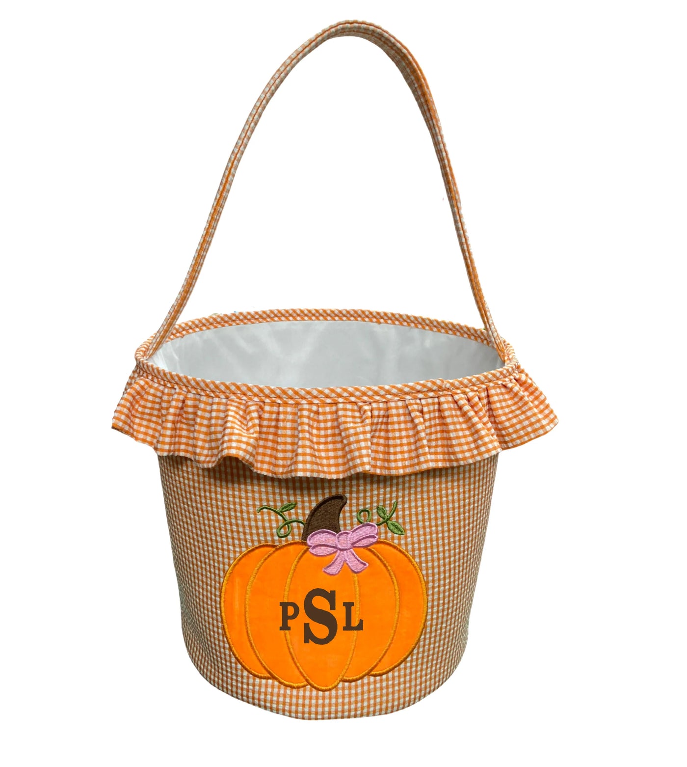 Orange Check Ruffle Pumpkin Tote