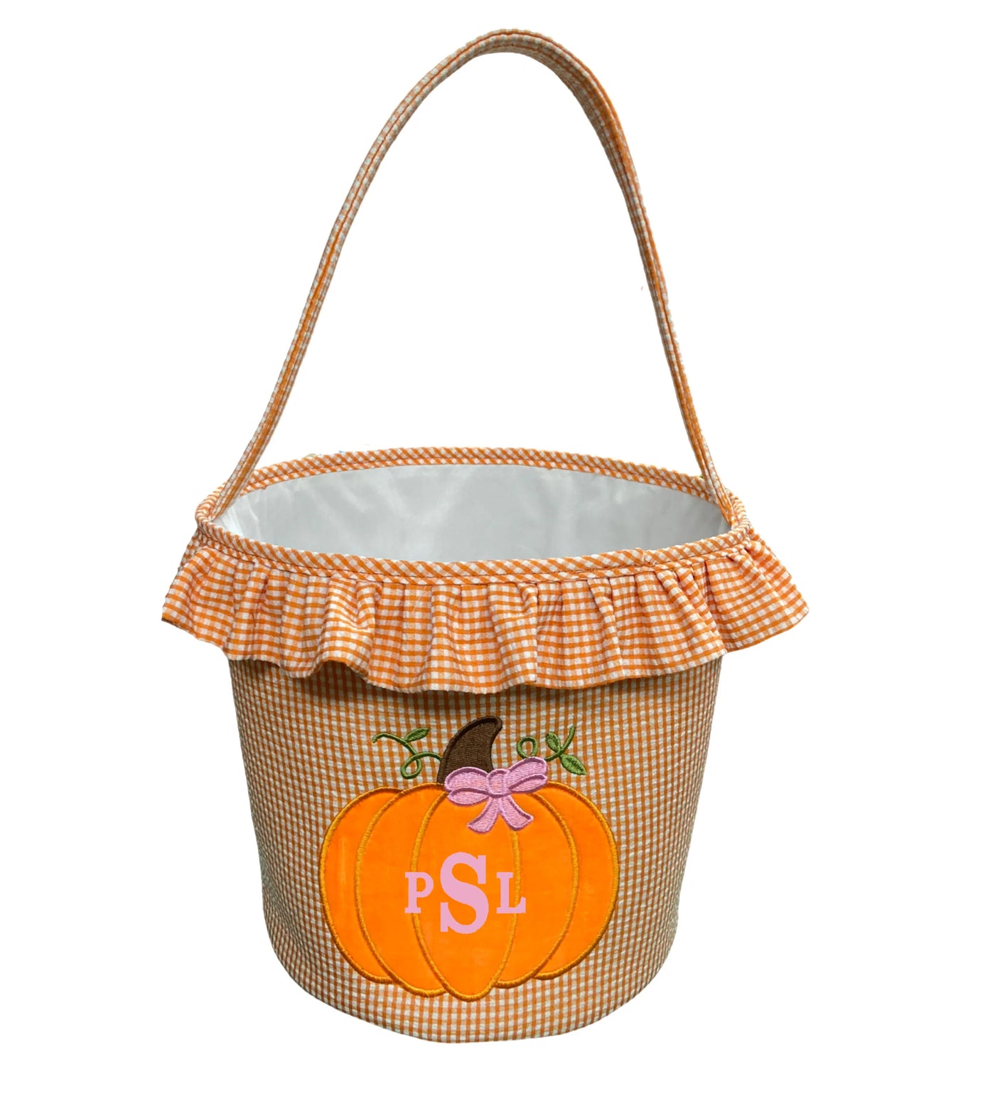 Orange Check Ruffle Pumpkin Tote