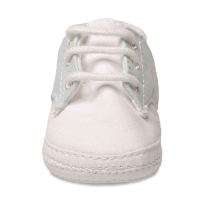 Infant White/Blue Cotton Lace-Up Oxfords