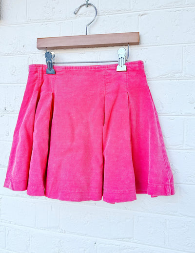 Pink Big Heart Corduroy Pleated Mini Skirt